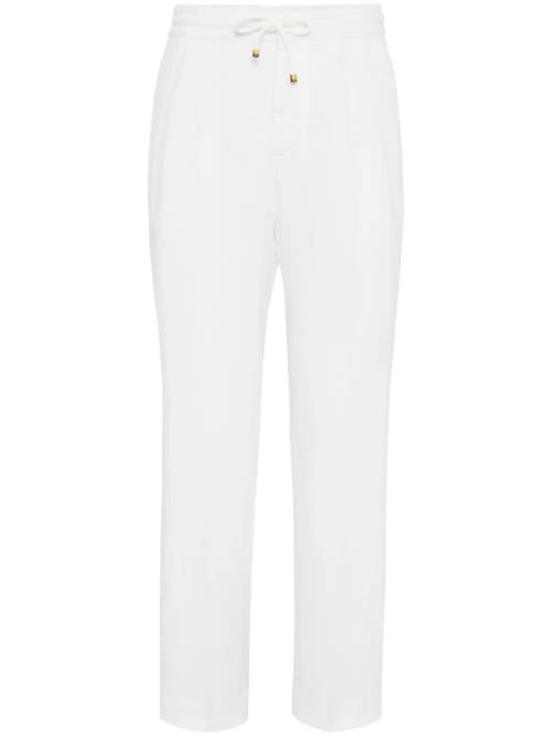 White linen elasticated drawstring pants Brunello Cucinelli | M243DE1710C2200